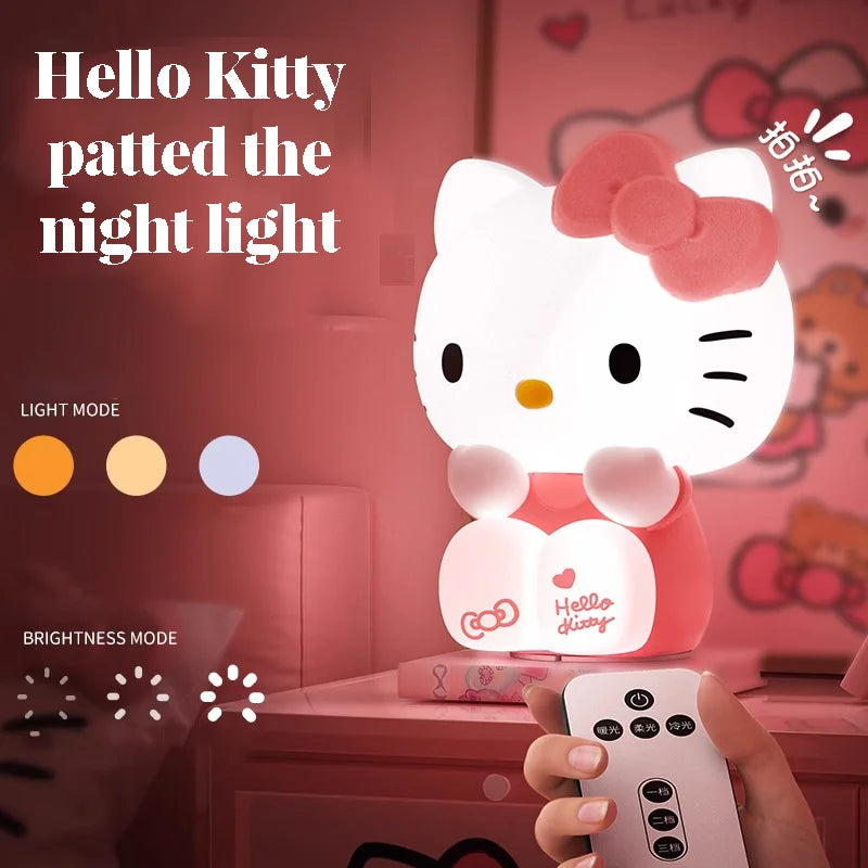 Kawaii Kt Cat Touch Night Light Kawaii Bedside Lamp Cute Anime Decor for Girls Room Gift with Soft Glow
